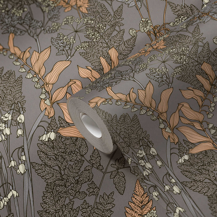 Floral Wallpaper - Grey/Cream