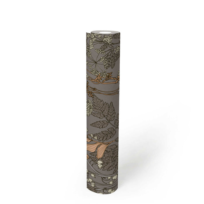 Floral Wallpaper - Grey/Cream
