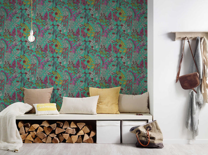 Floral Wallpaper - Teal
