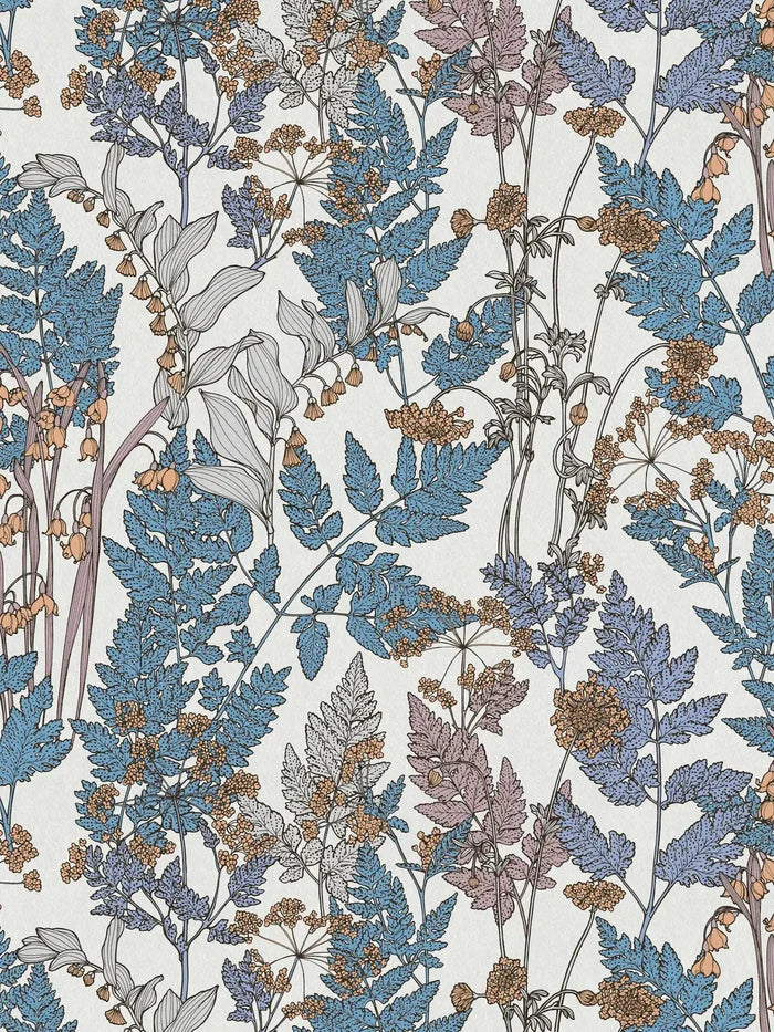 Floral Wallpaper - White/Blue