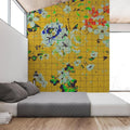 Flower Plaid 1 Mural - Yellow - Custom Sized Wallpaper Mural (per m2)