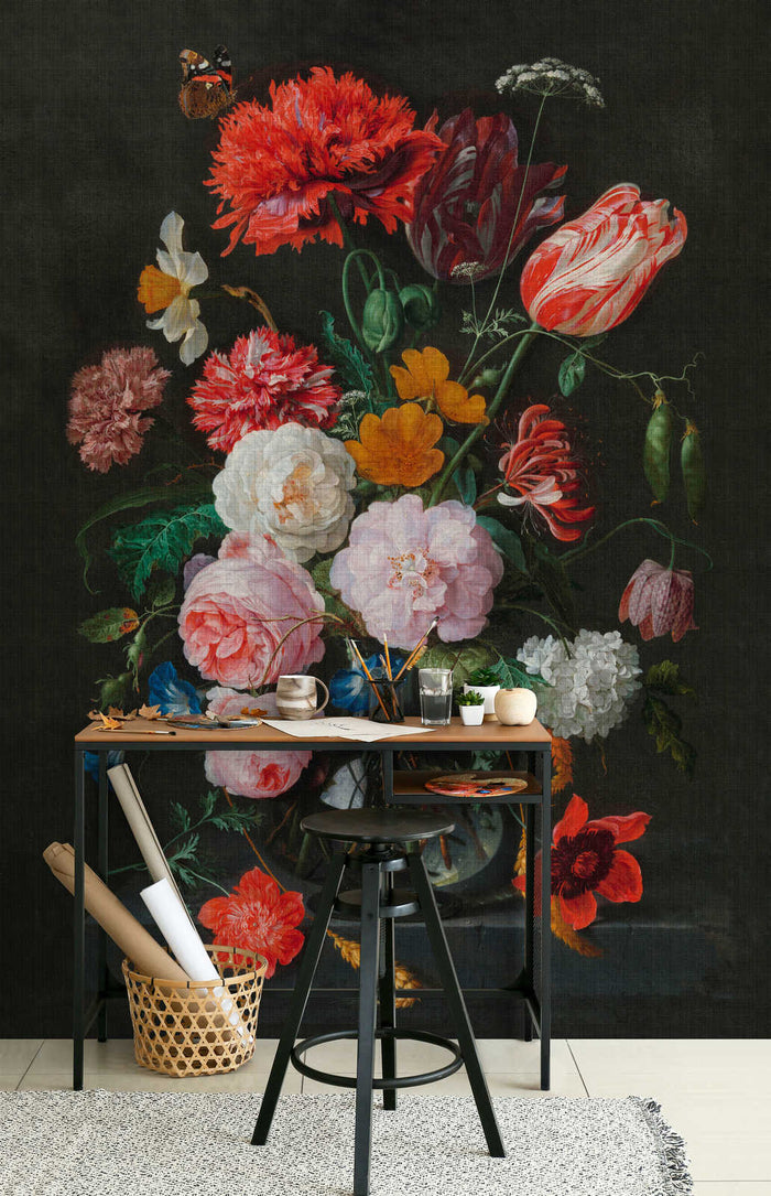 Flowers Still Life With Roses - Custom Sized Wallpaper Mural (per m2)