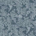 Navy forenza ornate leaves wallpaper with ornate scrolling acanthus leaves in a damask rhythm — flat pattern detail