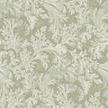 Sage forenza ornate leaves wallpaper with ornate scrolling acanthus leaves in a damask rhythm — flat pattern detail
