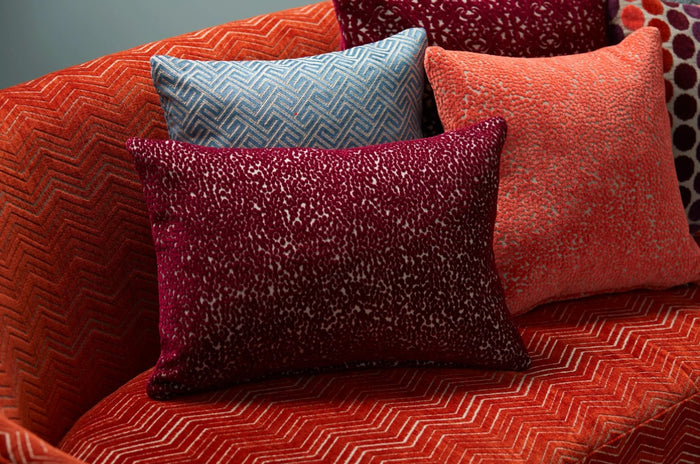 Boysenberry & coral cushions