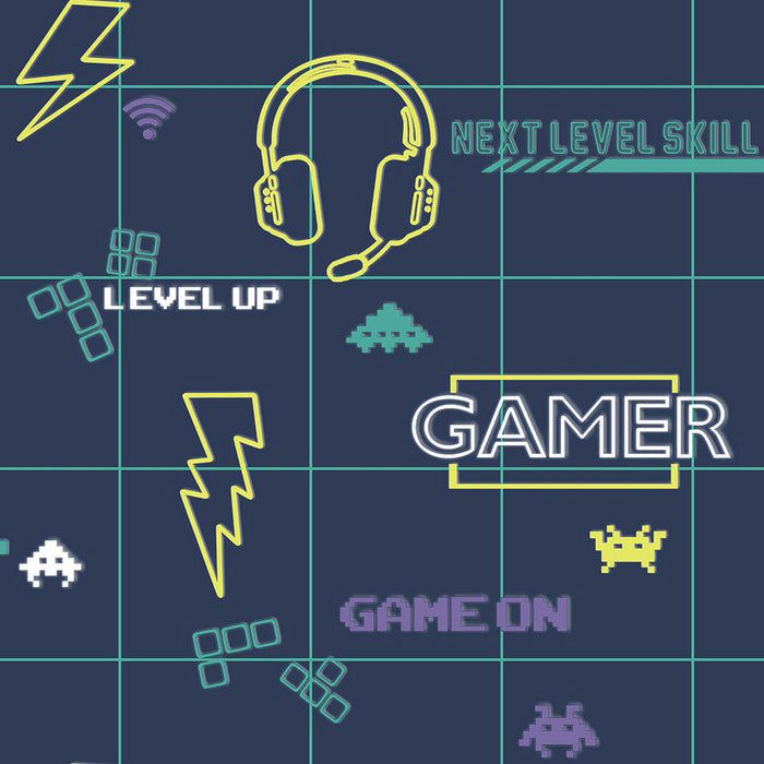 Gamer Wallpaper - Navy/Neon Yellow - LAST 4 ROLLS