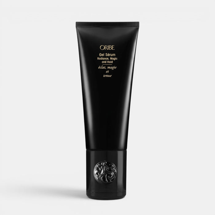 Shop Rescue Spa Oribe Gel Serum in a sleek black 150ml tube for flexible hold, moisture, and radiant shine.