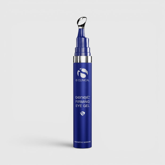 Shop Rescue Spa GeneXC Firming Eye Gel in a blue tube with a metal cooling applicator tip for under-eye treatment.