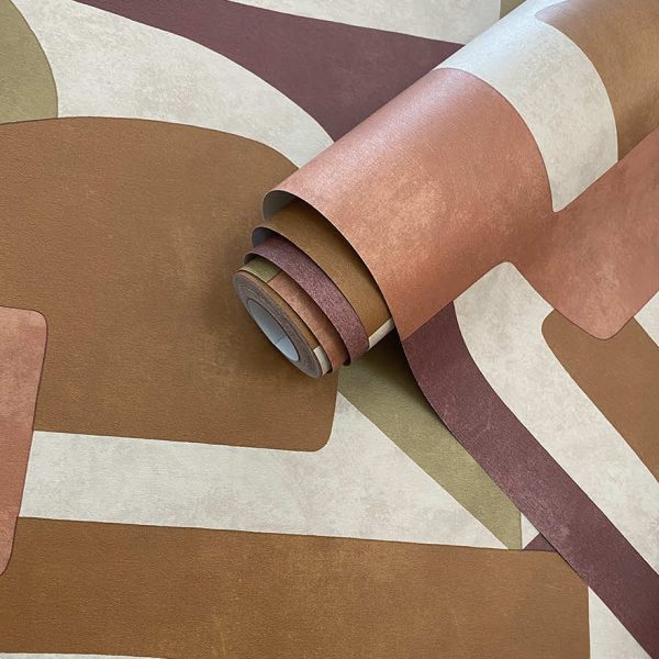 Roll of Geo Linnet Geometric burgundy/burnt orange wallpaper