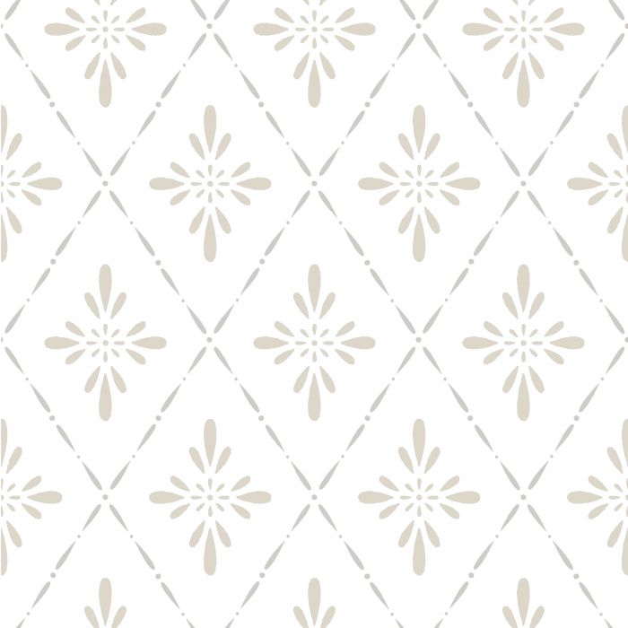 Geo Star Floral Wallpaper - Beige