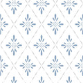Geo Star Floral Wallpaper - Blue