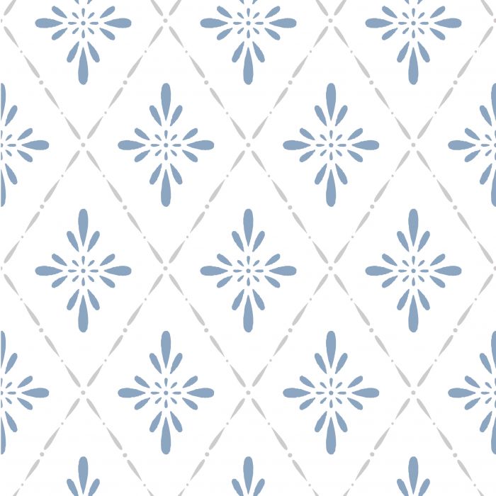 Geo Star Floral Wallpaper - Blue