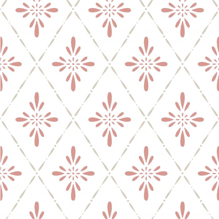 Geo Star Floral Wallpaper - Red