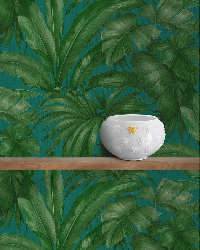 Versace Giungla Palm Leaves Wallpaper - Green/Teal