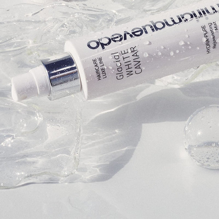Shop Rescue Spa miriam quevedo Glacial White Caviar Hydra-Pure Rejuvenating Mist bottle on a clear gel background