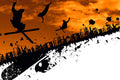 Grafitti Freestyle Skier With Skyline - Custom Sized Wallpaper Mural (per m2)