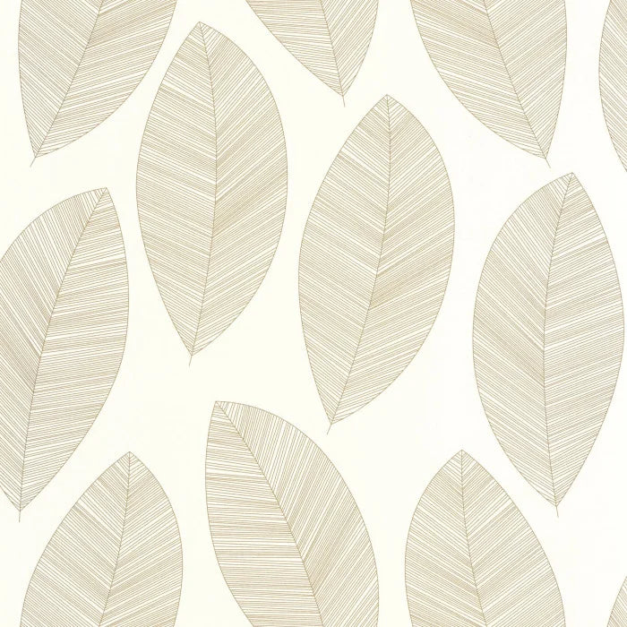Graphic Leaves Wallpaper - Blanc Or