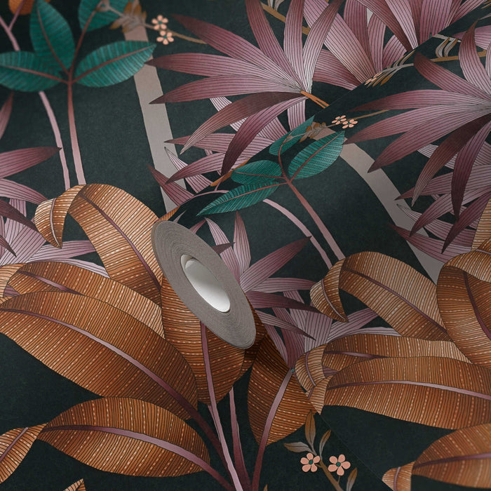 Graphic Palms Wallpaper - Black