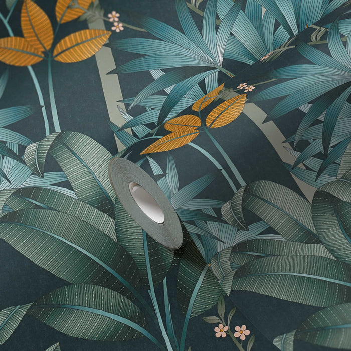 Graphic Palms Wallpaper - Dark Green
