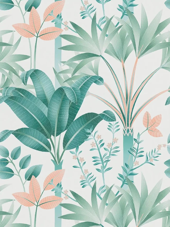 Graphic Palms Wallpaper - Green