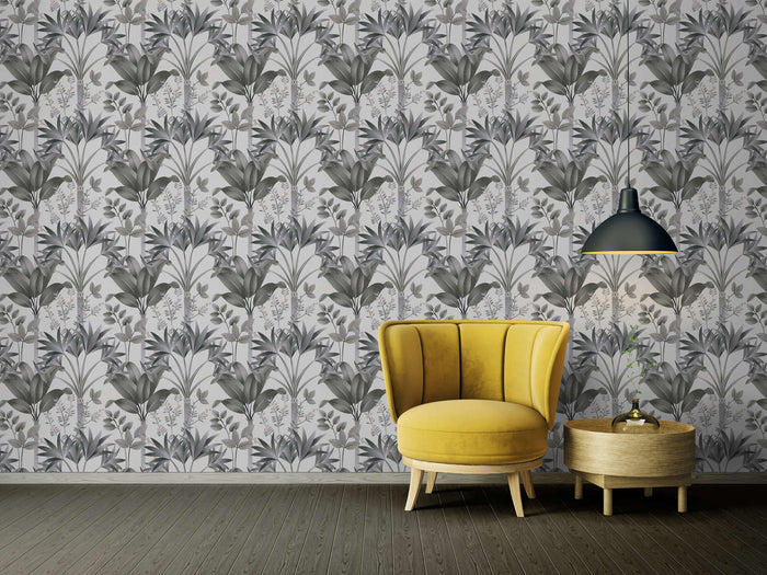 Graphic Palms Wallpaper - Grey