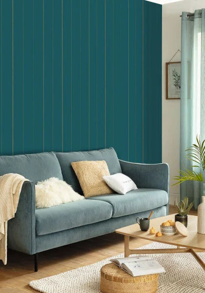 Green Life Peaceful Stripe Wallpaper - Bleu Madura Or - Discontinuing
