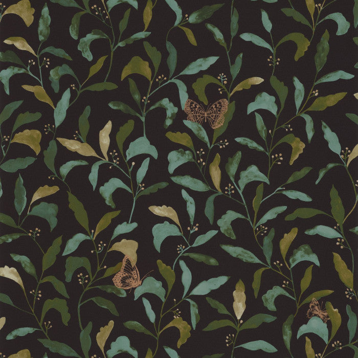 Green Life Sweet Butterfly Wallpaper - Black Gold - Discontinuing