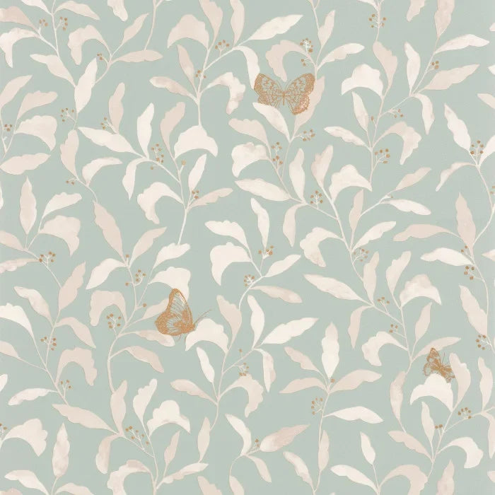 Green Life Sweet Butterfly Wallpaper - Sage Gold - Discontinuing