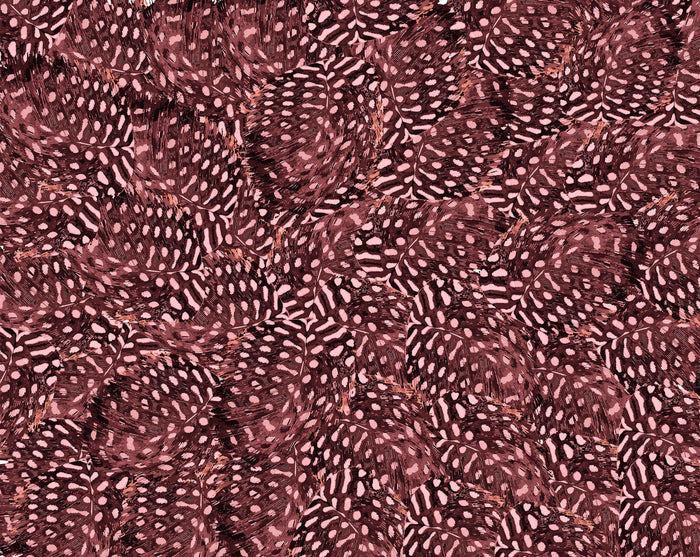 Pea Hen Feather Wallpaper - Red Brown