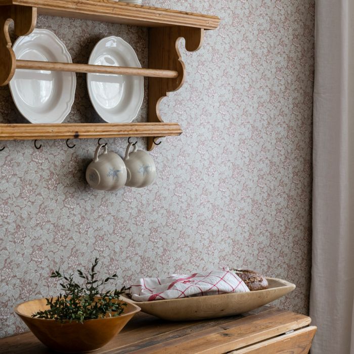 Gysinge Flower Motifs Wallpaper - Red