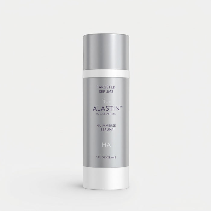 Shop Rescue Spa HA IMMERSE serum bottle in silver and white packaging for hydrating and anti-aging skincare.