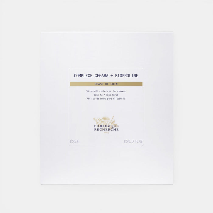 Biologique Recherche Hair Complexe Cegaba + Bioproline Pack – a set of energizing ampoules designed to strengthen thinning hair and revitalize the scalp, displayed on the white backround
