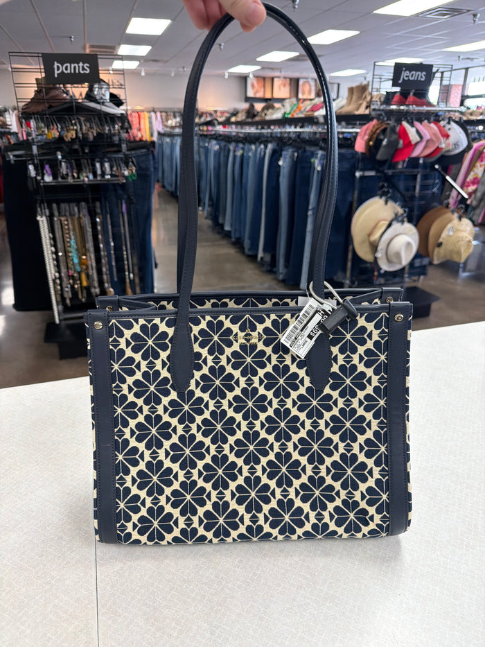 Handbag Designer By Kate Spade In Blue & Cream, Size:Large