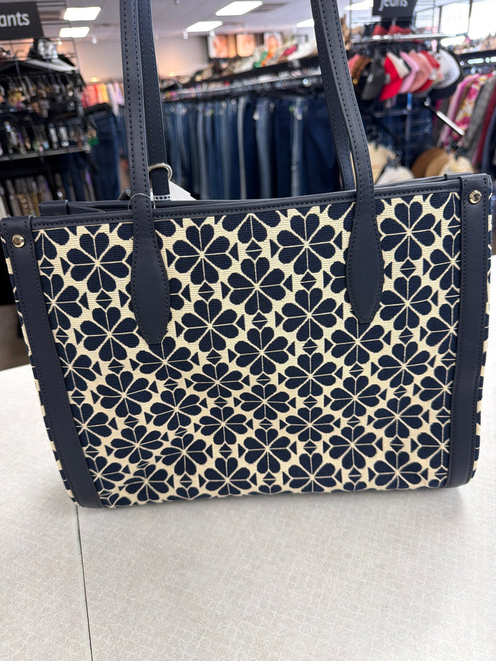 Handbag Designer By Kate Spade In Blue & Cream, Size:Large