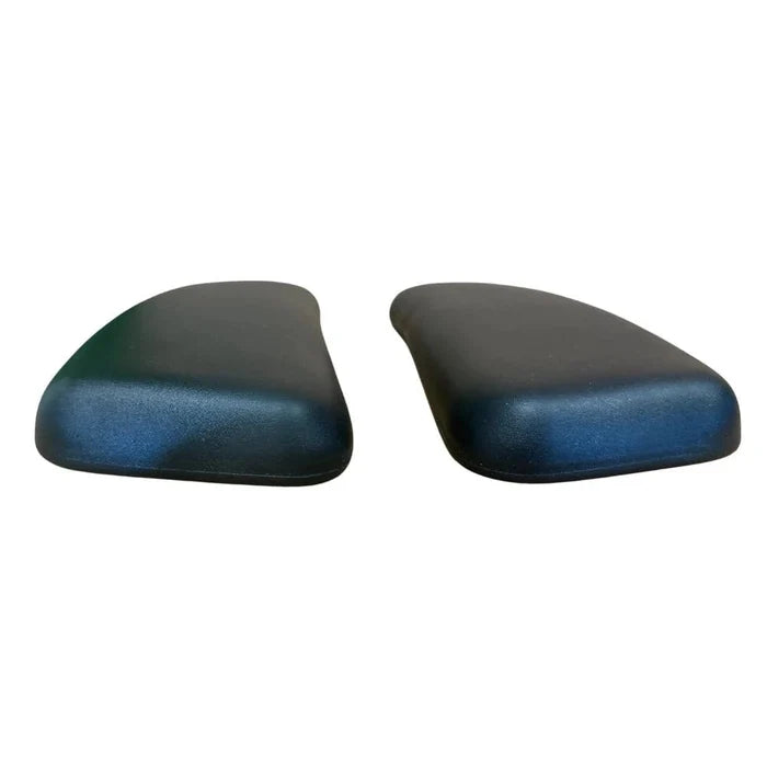 Replacement black arm pads set for Haworth Zody office chair on white background