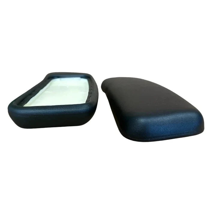 Replacement black arm pads for Haworth Zody office chair, set of 2, on white background