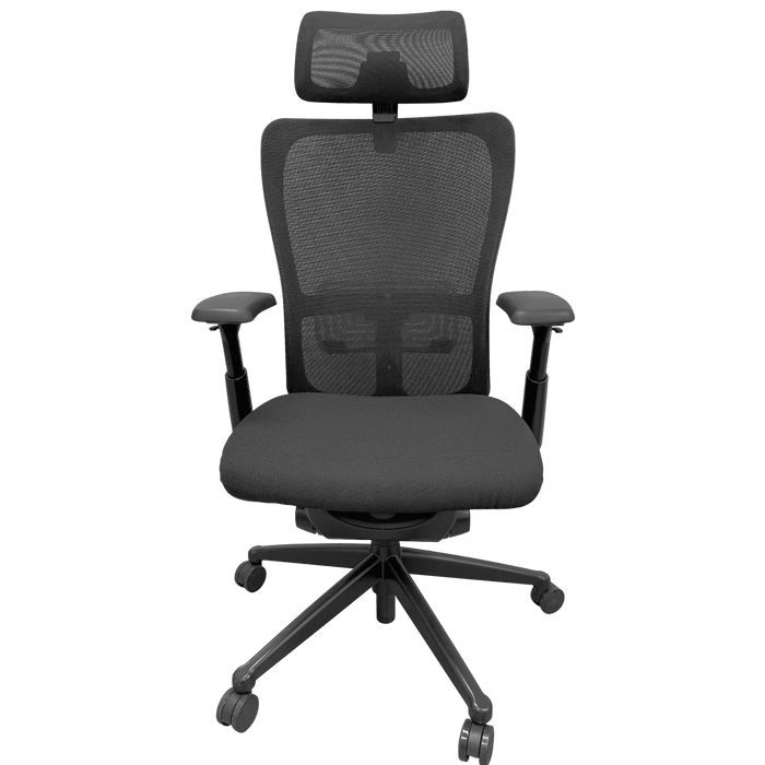 Refurbished Haworth Zody office chair with black mesh headrest and ergonomic design