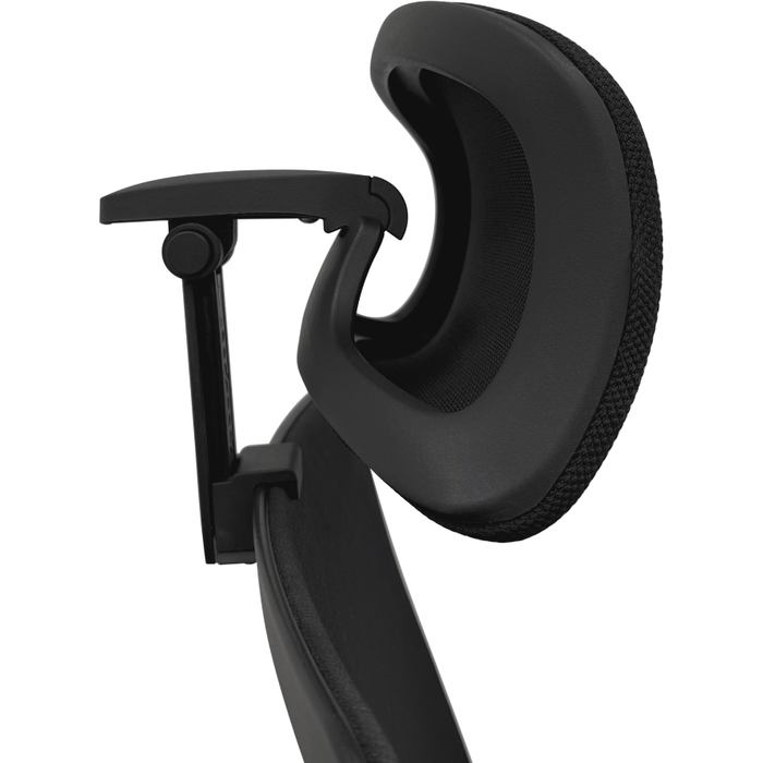 Black Haworth Zody headrest close-up, ergonomic office chair accessory at Office Logix Shop