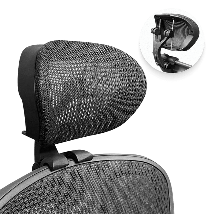 Mesh headrest for Herman Miller Aeron Classic office chair, black, adjustable design
