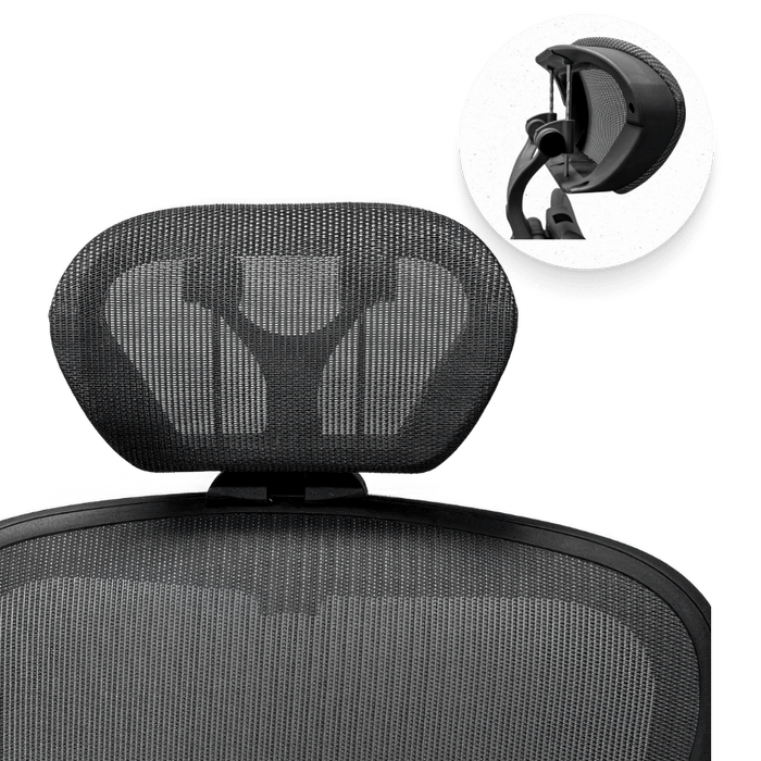 Herman Miller Aeron Remastered chair headrest for size B and C, black mesh, ergonomic support