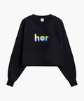 her Productions Cropped Crewneck - Black