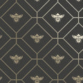Honeycomb Bee Geometric Metallic Wallpaper – Black/Charcoal
