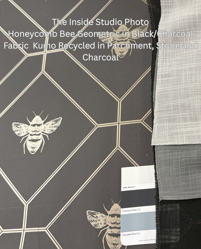 Honeycomb Bee Geometric Metallic Wallpaper – Black/Charcoal