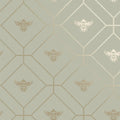 Honeycomb Bee Geometric Metallic Wallpaper – Sage Green
