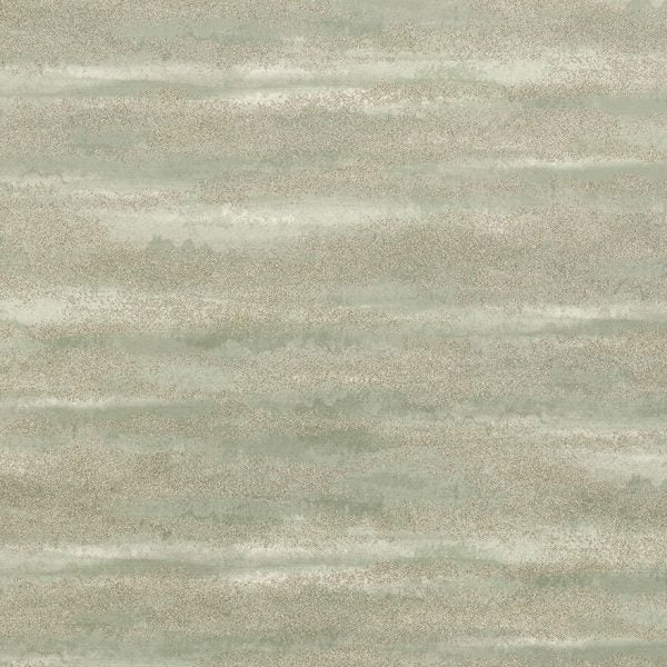 Sage-green glass-bead wallpaper with hazy horizontal bands — flat pattern detail