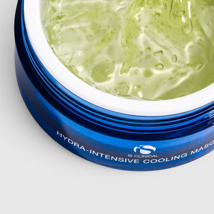 Shop Rescue Spa iS Clinical Hydra-Intensive Cooling Masque in a blue jar with a clear, refreshing gel texture.