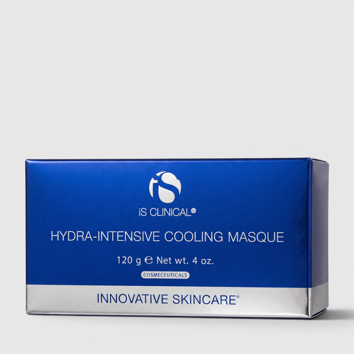 Shop Rescue Spa iS Clinical Hydra-Intensive Cooling Masque in a blue and silver 120g box for deep skin hydration.