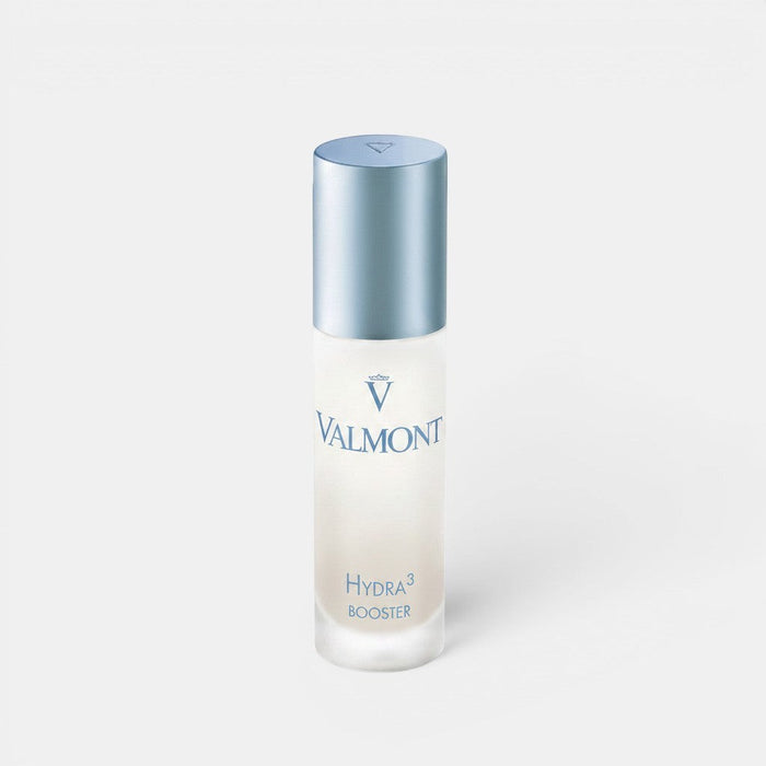Shop Rescue Spa Valmont Hydra3 Booster hydrating serum in a frosted glass bottle with a light blue cap.