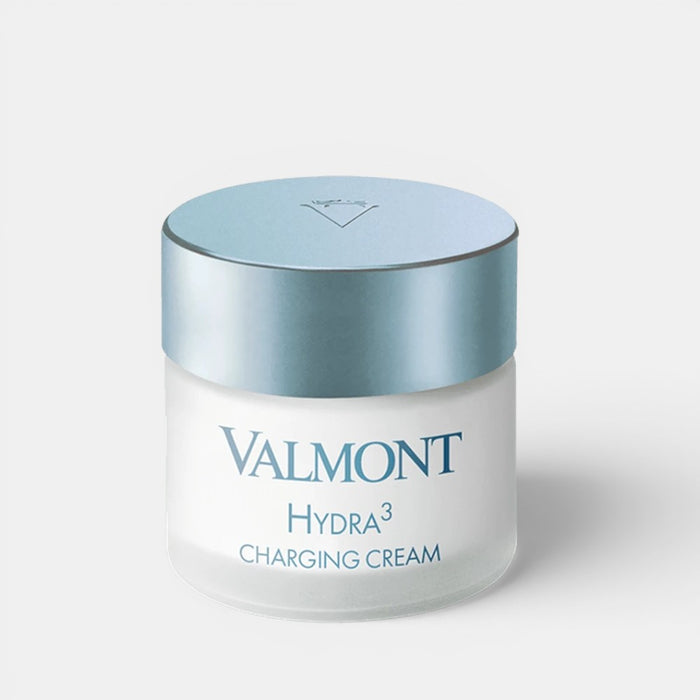 Shop Rescue Spa Valmont Hydra3 Charging Cream in a white jar with a metallic blue lid for deep skin hydration.