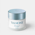 Shop Rescue Spa Valmont Hydra3 Mask in a white frosted glass jar with a metallic blue lid for intense skin hydration.